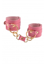 Розовые однослойные кожаные наручники - Pecado - купить с доставкой в Ярославле