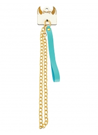 Голубой кожаный поводок с карабином для ошейника - 80 см. - Pecado - купить с доставкой в Ярославле