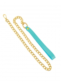 Голубой кожаный поводок с карабином для ошейника - 80 см. - Pecado - купить с доставкой в Ярославле