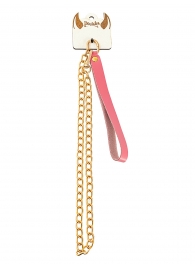 Розовый кожаный поводок с карабином для ошейника - 80 см. - Pecado - купить с доставкой в Ярославле