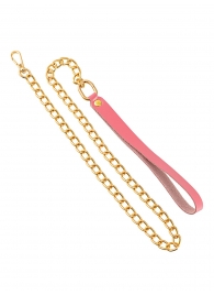 Розовый кожаный поводок с карабином для ошейника - 80 см. - Pecado - купить с доставкой в Ярославле