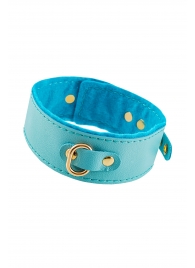 Голубой двуслойный кожаный ошейник с подкладкой из фетра - Pecado - купить с доставкой в Ярославле
