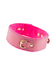 Розовый двуслойный кожаный ошейник с подкладкой из фетра - Pecado - купить с доставкой в Ярославле