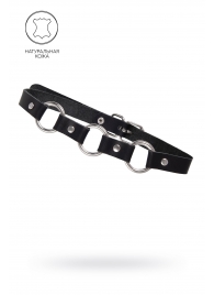 Черный кожаный чокер-ошейник с тремя кольцами - Pecado - купить с доставкой в Ярославле