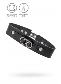 Черный чокер-ошейник со связанными кольцами на подложке - Pecado - купить с доставкой в Ярославле