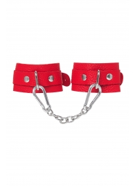 Красные кожаные наручники-браслеты со скруглёнными углами - Pecado - купить с доставкой в Ярославле