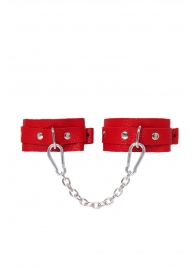 Красные кожаные узкие оковы со скруглёнными углами - Pecado - купить с доставкой в Ярославле