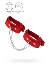 Красные кожаные узкие оковы со скруглёнными углами - Pecado - купить с доставкой в Ярославле
