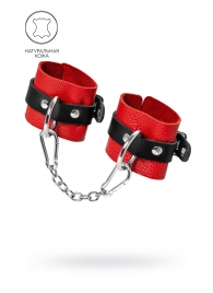 Красно-черные мягкие наручники с одним ремешком с люверсами - Pecado - купить с доставкой в Ярославле