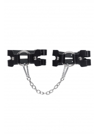 Черные кожаные оковы из двух ремешков - Pecado - купить с доставкой в Ярославле