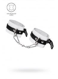 Бело-черные мягкие оковы с одним ремешком и люверсами - Pecado - купить с доставкой в Ярославле