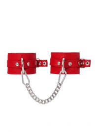 Красные мягкие кожаные оковы с люверсами - Pecado - купить с доставкой в Ярославле