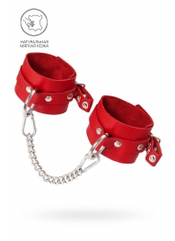 Красные мягкие кожаные оковы с люверсами - Pecado - купить с доставкой в Ярославле