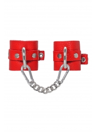 Красные мягкие кожаные наручники с люверсами - Pecado - купить с доставкой в Ярославле