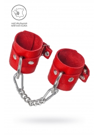 Красные мягкие кожаные наручники с люверсами - Pecado - купить с доставкой в Ярославле