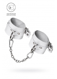 Белые мягкие кожаные оковы с люверсами - Pecado - купить с доставкой в Ярославле
