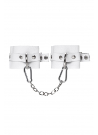 Белые мягкие кожаные наручники с люверсами - Pecado - купить с доставкой в Ярославле