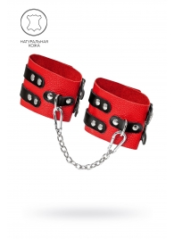 Красно-черные мягкие оковы с двумя ремешками с люверсами - Pecado - купить с доставкой в Ярославле