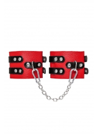 Красно-черные мягкие оковы с двумя ремешками с люверсами - Pecado - купить с доставкой в Ярославле