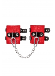 Красно-черные мягкие наручники с двумя ремешками с люверсами - Pecado - купить с доставкой в Ярославле
