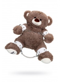 Бондажный набор: бурый мишка с белыми оковами и наручниками - Pecado - купить с доставкой в Ярославле