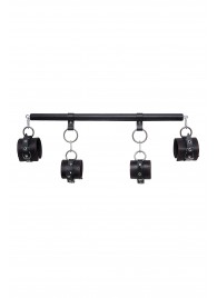 Черная распорка с 4 манжетами для рук и ног - Pecado - купить с доставкой в Ярославле