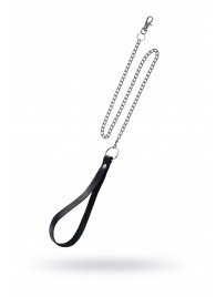 Поводок с ручкой из черной натуральной кожи и карабином для ошейника - Pecado - купить с доставкой в Ярославле