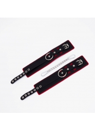 Черно-красные оковы с красной строчкой Sex - Crazy Handmade - купить с доставкой в Ярославле