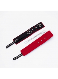 Черно-красные оковы с красной строчкой Sex - Crazy Handmade - купить с доставкой в Ярославле