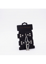 Черные кожаные наручники с регулируемыми ремешками - Crazy Handmade - купить с доставкой в Ярославле