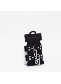 Черные кожаные оковы с регулируемыми ремешками - Crazy Handmade - купить с доставкой в Ярославле