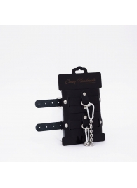 Черные кожаные оковы с хромированной фурнитурой - Crazy Handmade - купить с доставкой в Ярославле