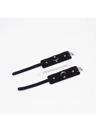 Черные кожаные оковы с хромированной фурнитурой - Crazy Handmade - купить с доставкой в Ярославле