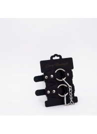 Черные кожаные оковы с кольцом - Crazy Handmade - купить с доставкой в Ярославле