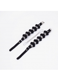 Черные кожаные наручники из звеньев - Crazy Handmade - купить с доставкой в Ярославле