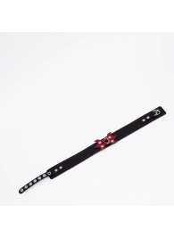 Черный ошейник с красным декором и строчкой - Crazy Handmade - купить с доставкой в Ярославле