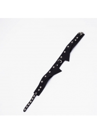 Черный однослойный кожаный ошейник с имитацией воротничка - Crazy Handmade - купить с доставкой в Ярославле