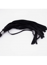 Черный кожаный флоггер со стальной ручкой - 45 см. - Crazy Handmade - купить с доставкой в Ярославле