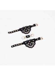 Черные наручники с золотистой фурнитурой - Crazy Handmade - купить с доставкой в Ярославле