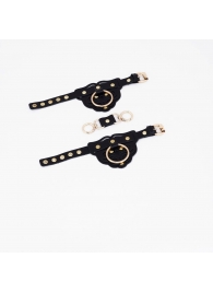 Черные наручники с золотистой фурнитурой - Crazy Handmade - купить с доставкой в Ярославле
