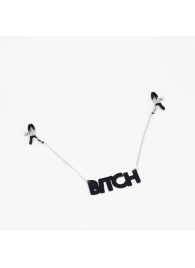 Зажимы на соски с кожаной подвеской Bitch - Crazy Handmade - купить с доставкой в Ярославле
