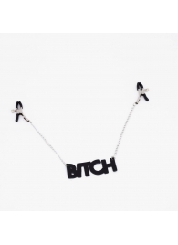 Зажимы на соски с кожаной подвеской Bitch - Crazy Handmade - купить с доставкой в Ярославле