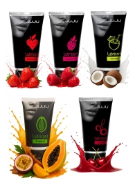 Набор из 5 съедобных лубрикантов JUJU (клубника, малина, тропические фрукты, вишня, кокос) - JuJu - купить с доставкой в Ярославле