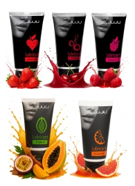 Набор из 5 съедобных лубрикантов JUJU (клубника, малина, тропические фрукты, вишня, грейпфрут) - JuJu - купить с доставкой в Ярославле