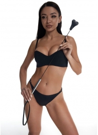 Стек с черным кожаным наконечником в виде сердца и металлической ручкой - 67 см. - Crazy Handmade - купить с доставкой в Ярославле