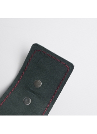 Черные кожаные наручники с красной строчкой - Crazy Handmade - купить с доставкой в Ярославле