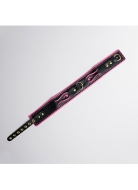 Черно-розовый ошейник с золотистой фурнитурой - Crazy Handmade - купить с доставкой в Ярославле