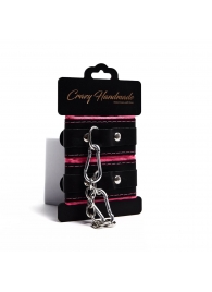 Черно-розовые скругленные наручники с мягкой подкладкой - Crazy Handmade - купить с доставкой в Ярославле