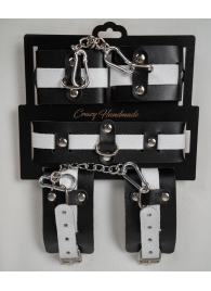Набор фиксаторов из черной и белой натуральной кожи - Crazy Handmade - купить с доставкой в Ярославле