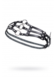 Черный кожаный пояс с кольцами - Pecado - купить с доставкой в Ярославле